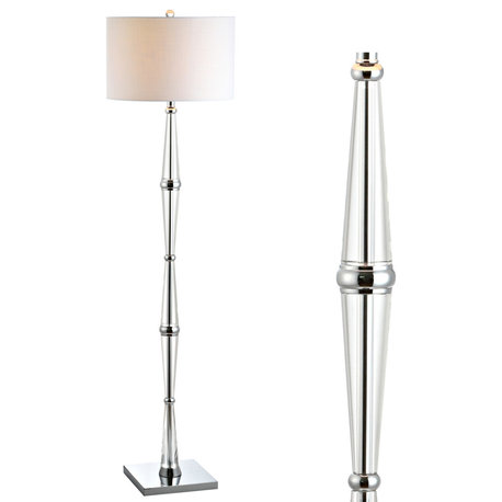 Francine 60" Crystal Floor Lamp, Chrome and Clear