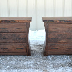 Walnut Nightstands with Curved Sides - Nightstands And Bedside Tables