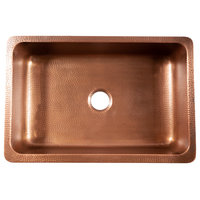 Lange Copper 32" Single Bowl Farmhouse Apron Front Undermount Kitchen Sink