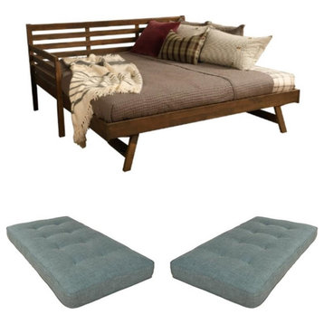 Home Square 3-Piece Set with 2 Daybed Mattresses & Daybed in Walnut Brown