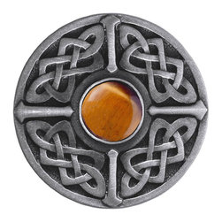 Inviting Home Inc. - Celtic Knob, Antique-Style Pewter With Tiger Eye - Cabinet And Drawer Knobs