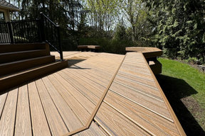 Wood Deck Replacement with Built-In Seating in Kirkland, WA