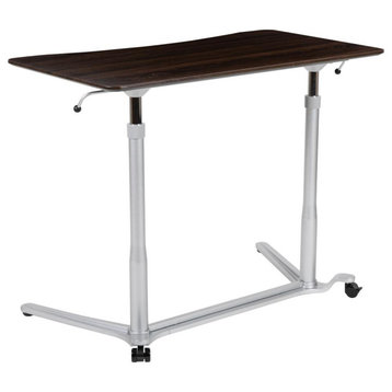 Sit-Down, Stand-Up Dark Wood Grain Computer Ergonomic Desk with 37.375W Top...