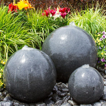Triple Black Granite Sphere Fountain