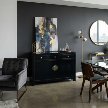Oriental Black Lacquer 3 Drawers MoonFace Console Credenza Sideboard ws5089