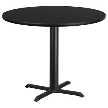 42'' Round Black Laminate Table Top With 33''x33'' Table Height Base