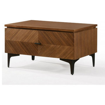 Mid Century Walnut Nightstand with Two Drawers