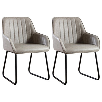 Home Beyond Synthetic Leather Dining Chairs, Set of 2, Gray
