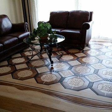 Hand-Carved Low-Relief Hardwood Flooring