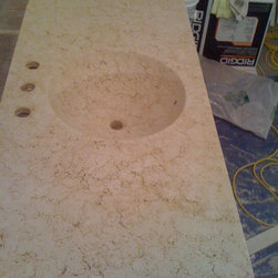 Concrete counter with integral sink. - Bathroom Sinks