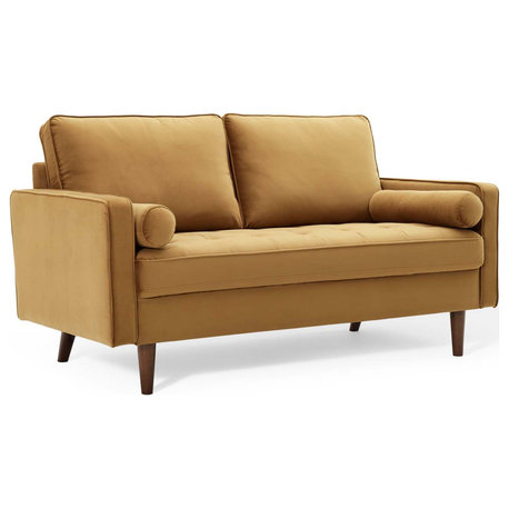 Valour Performance Velvet Loveseat, Cognac