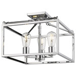 Golden - Golden 2072-SF CH 3-Light Semi-Flush Mount, Wesson CH - Wesson is a clean contemporary collection that is available in multiple finishes. The industrial look is enhanced by the exposed medium-based bulbs inside the square tubing of the open, geometric cages. Complete the modern, rustic look by installing Edison Bulbs. This semi-flush is perfect for hallways and foyers.
