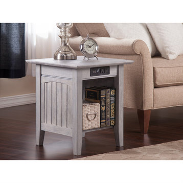 Afi Nantucket Solid Hardwood End Table With USB Charger Set of 2 Driftwood