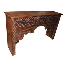 Mogul Interior - Consigned, Antique Indian Doors Media Console Teak Wood Mantel, Hall Table - Console Tables