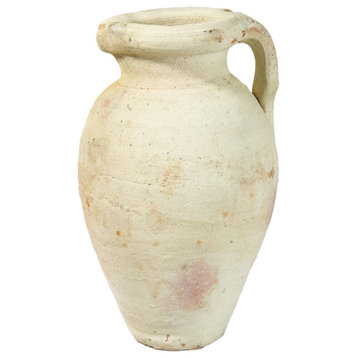 Serene Spaces Living Antique White Terracotta Clay Jug Vase