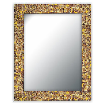 Handmade Decorative Glass Mosaic Wall Mirror, Caramel Macchiato