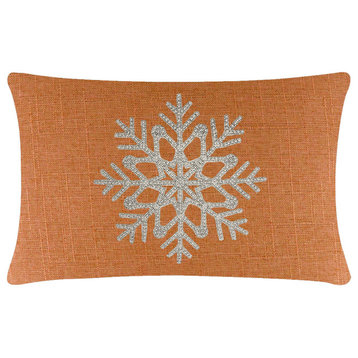 Sparkles Home Rhinestone Snowflake Pillow - 14x20" - Orange