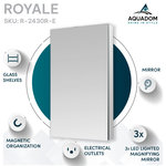 AQUADOM - AQUADOM Royale Medicine Cabinet with Electrical Outlets, LED Magnifying Mirror , 24”x30” Right Hinge - AQUADOM Royale 24"W x 30"H x 5"D Right Hinge