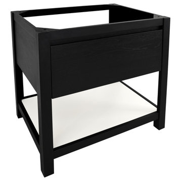 30" Solace Vanity in Midnight Oak with Pearl Shelf