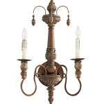 Quorum - Quorum 5506-2-39 Two Light Wall Mount, Vintage Copper Finish - Quorum 5506-2-39 Two Light Wall Mount, Vintage Copper Finish Bulbs Not Included, Number of Bulbs: 2, Max Wattage: 60.00, Bulb Type: n/a, Power Source: Hardwired