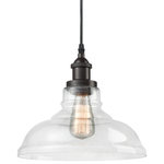 mooseled - Sassuolo Dome Pendant Light Glass Kitchen Fixture, Oil Rubbed Bronze - The pendant light’s canopy and lamp holder are dressed in an oil rubbed bronze finish, giving your home a dash of vintage chic. Crafted of impurity-free ultra-clear hand-blown glass, its clear glass dome shade with excellent light transmittance makes an industrial statement in your interior.