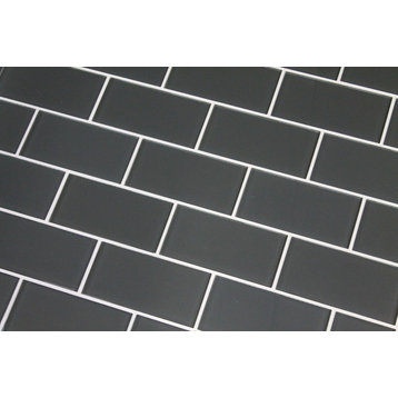 Ash Gray 3x6 Glass Subway Tile, 3"x6" Tiles, Set of 8