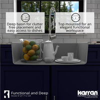 Karran Drop-In Quartz Composite 33" 1-Hole Single Bowl Kitchen Sink Kit, Grey