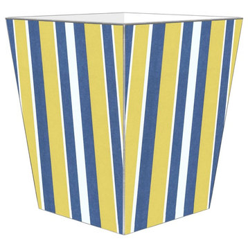 Cabana Stripe Blue and Yellow Wastepaper Basket