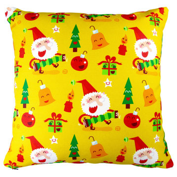 Artisan Pillows 17-inch Christmas Happy Xmas Santa And Ornaments Throw Pillow