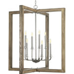 Progress Lighting - Turnbury Collection Eight-Light Chandelier, Galvanized Finish - The coastal-inspired Turnbury pendant features a solid wood frame surrounded with hand-painted, galvanized metal fittings. The distressed pine frame finish is reminiscent of driftwood that has been weathered in the sun.