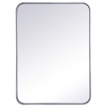 Ellis Soft Corner Metal Rectangular Mirror, 22"x30", Silver