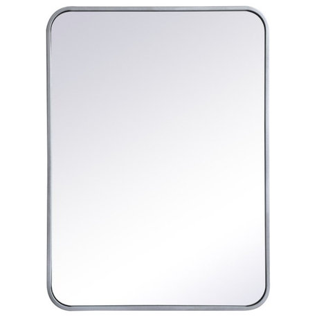 Ellis Soft Corner Metal Rectangular Mirror, Silver, 22"x30"
