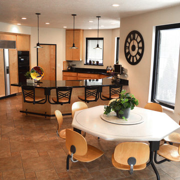 Kitchen Snack Bar Seating-METAL WITH WOOD SEATS
