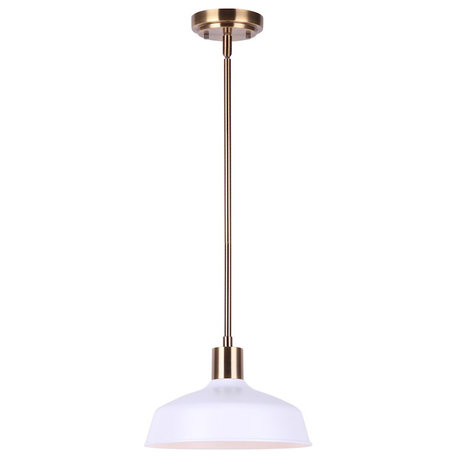 Canarm Bello 1 Light Rod Pendant, Gold/White