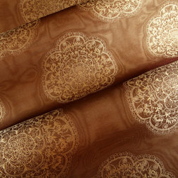 Medallion Drapery Fabric in Taupe - Drapery Fabric