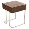 Lumisource Roman End Table in Walnut Wood and Stainless Steel