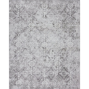 Jersey Traditional Oriental Gray Rectangle Area Rug, 9' x 12'