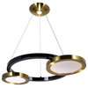LED Chandelier With Brass & Pearl Black Finish