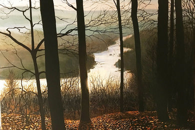 (Late Autumn) Down River Dawn, 16 X 20", original artwork, acrylic on canvas,