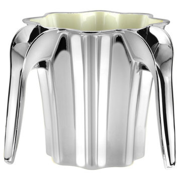 YBM Home Plastic Star Shaped Wash Cup With Dual Handle, Silver, 1-Pack