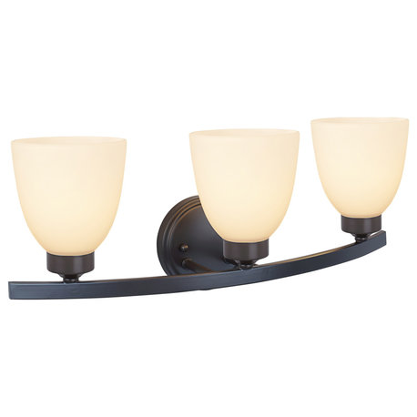 Aspen Creative 62204-2, 3-Light Metal Vanity Wall Light Fixture, Oil Rub Bronze