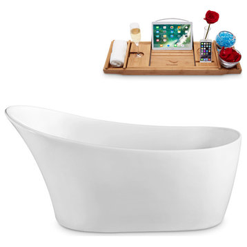55" Streamline Bathtub and Tray With Drain, Brushed Brass