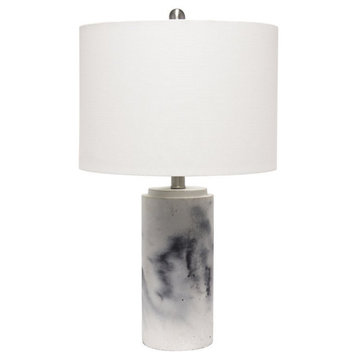 Lalia Home Concrete Marbleized Table Lamp in Marble Gray with White Shade