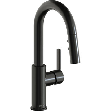 Elkay Avado 1.8 GPM Pullout Spray 1 Hole Bar Faucet Black Stainless, LKAV3032BK
