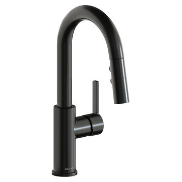 Elkay Avado 1.8 GPM Pullout Spray 1 Hole Bar Faucet Black Stainless, LKAV3032BK