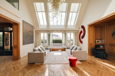 Cette photo montre un salon chic.