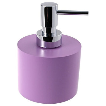 Short White and Round Soap Dispenser, Resin, Lilac