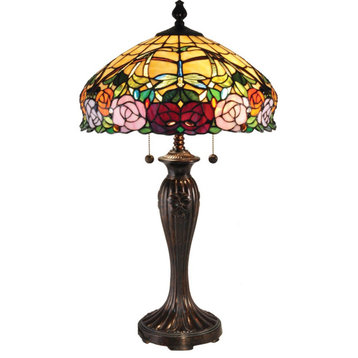 Table Lamp DALE TIFFANY ZENIA ROSE 2-Light Fieldstone Stone