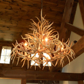 Chandeliers in Rustic Living Room