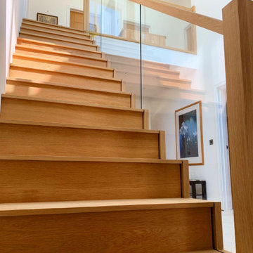 Oak cut string staircases